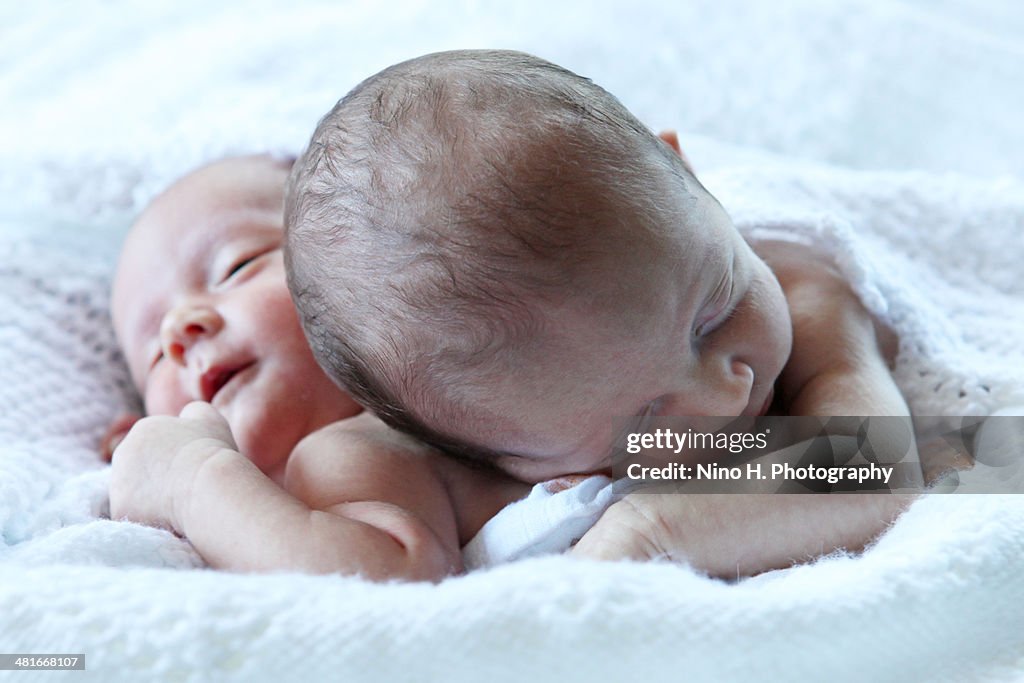 One month old twins sleeping