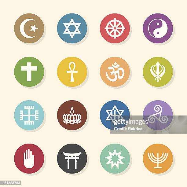 bildbanksillustrationer, clip art samt tecknat material och ikoner med religion icons - color circle series - islam