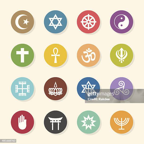 religion icons - color circle series - faith stock illustrations