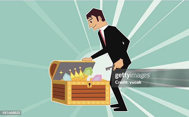 man found a treasure - ring box stock illustrations