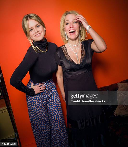 Actress Alice Eve and Gillian Anderson are photographed at the Charles Finch and Chanel's Pre-BAFTA on February 7, 2015 in London, England.