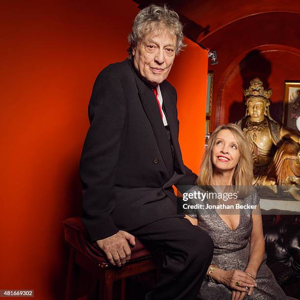 Playwright Tom Stoppard and wife Sabrina Guinness are photographed at the Charles Finch and Chanel's Pre-BAFTA on February 7, 2015 in London, England.