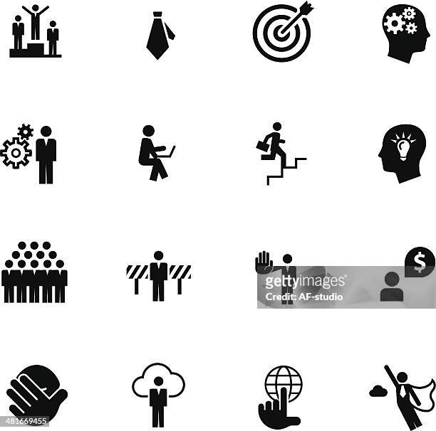stockillustraties, clipart, cartoons en iconen met set of business metaphore icons #6 - stop enkel woord