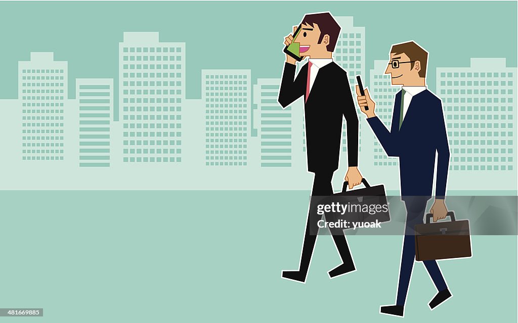 Andar empresário com smartphone