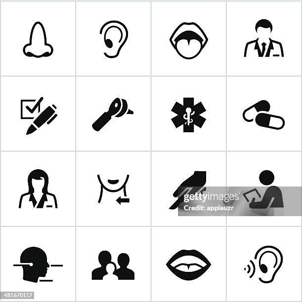 schwarze otolaryngology symbole - menschliche zunge stock-grafiken, -clipart, -cartoons und -symbole