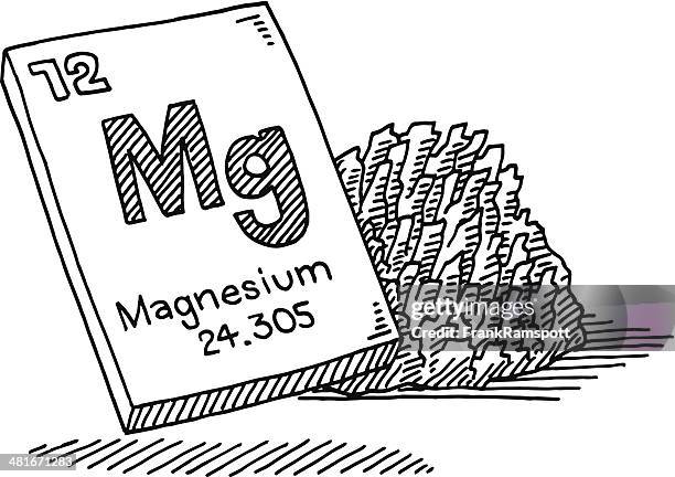 magnesium chemical element drawing - magnesium metal stock illustrations
