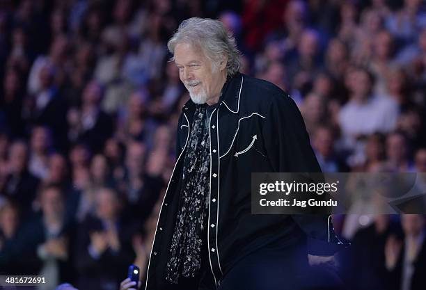 Randy Bachman performs on stage at the 2014 Juno Awards held at the MTS Centre on March 30, 2014 in Winnipeg, Canada.