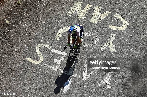 Simon Yates of Great Britain and Orica Greenedge during Stage Eighteen of the 2015 Tour de France, a 186.5km stage between Gap and...