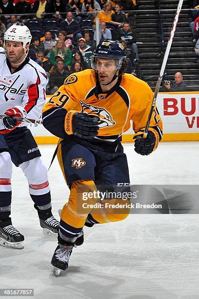 After playing 387 minor league games thirty-year old Mark Van Guilder of the Nashville Predators skates in his first career NHL game against the...