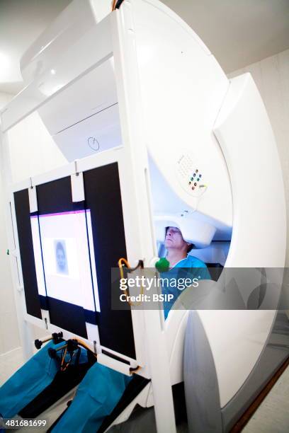 Reportage at the Neuroimaging research centre in Pitie Salpetriere hospital in Paris, France. Magnetoencephalography platform. MEG detects variations...
