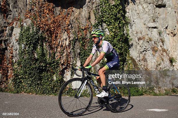Adam Yates of Great Britain and Orica Greenedge in action during Stage Eighteen of the 2015 Tour de France, a 186.5km stage between Gap and...