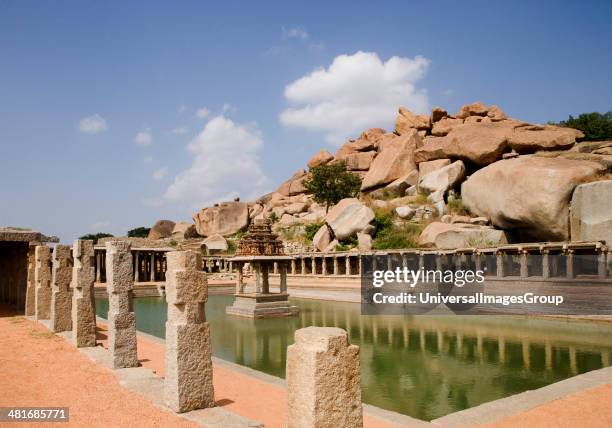 Ruins of a bazaar, Krishna Bazaar, Hampi, Karnataka, India.