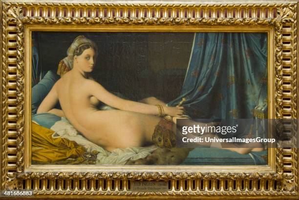 Painting of a La Grand Odalisque in a museum, Musee Du Louvre, Paris, France.