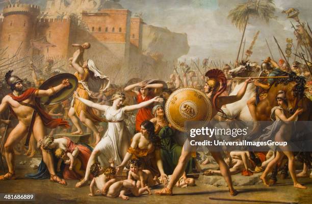 Painting of The Intervention of the Sabine Women in a museum, Musee Du Louvre, Paris, France.