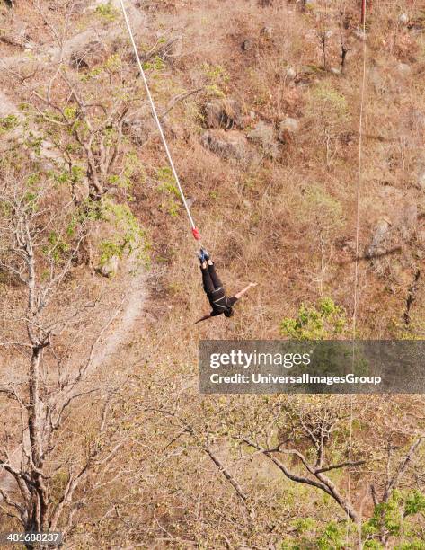 Bungee jumping at Rishikesh, Uttarakhand, India.