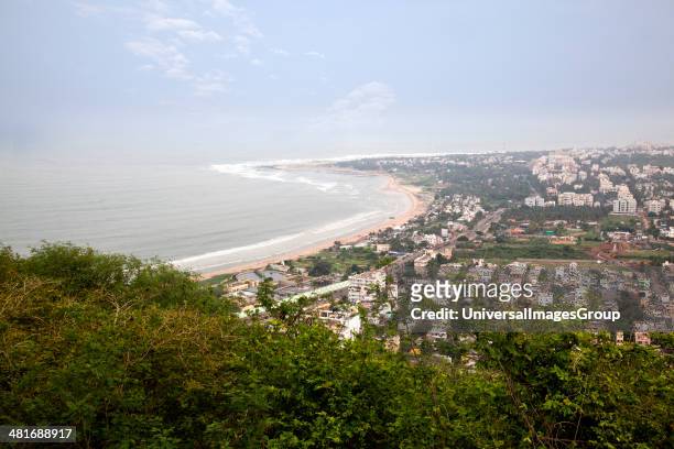City and the coastline viewed from Kailasagiri Park, Visakhapatnam, Andhra Pradesh, India.