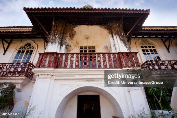 Low angle view of facade of a house, Menezes Braganza House, Chandor, Salcetta, South Goa, Goa, India.