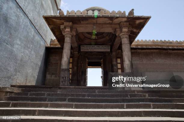 Low angle view of a entrance of a mosque, Jama Masjid, Ahmedabad, Gujarat, India.