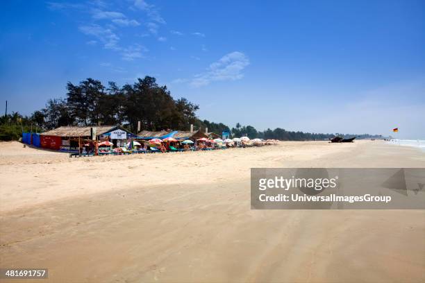 Resorts on the beach, Betalbatim Beach, Salcetta, South Goa, Goa, India.