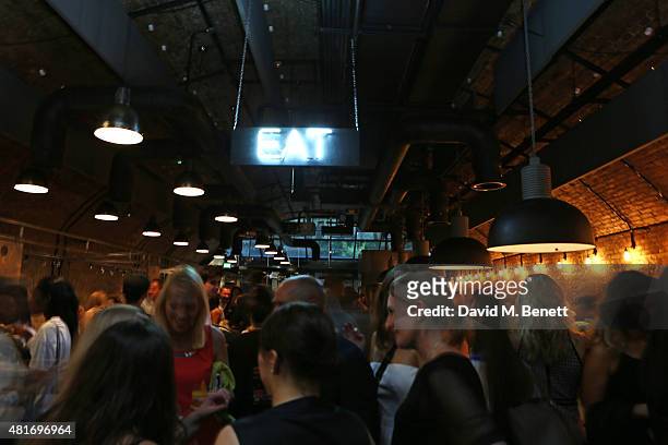General view of the atmosphere at the Amazon Fashion Photography Studio launch party, which opened on July 23, 2015 in London, England. Guest of...