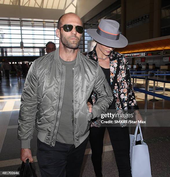 Actor Jason Statham and Rosie Huntington-Whiteley are seen on July 23, 2015 in Los Angeles, California.