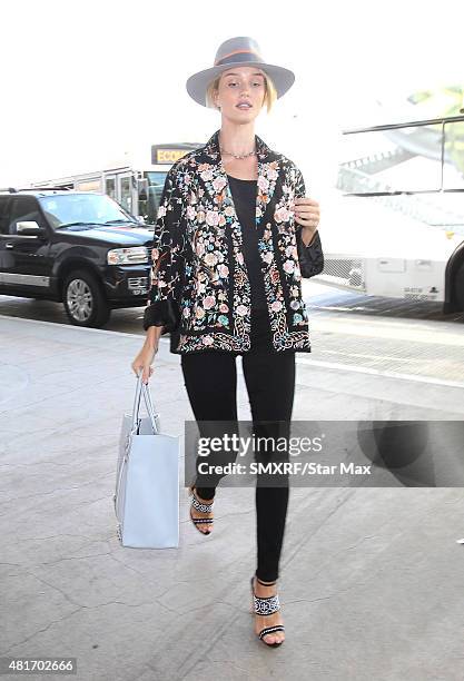 Model Rosie Huntington-Whiteley is seen on July 23, 2015 in Los Angeles, California.