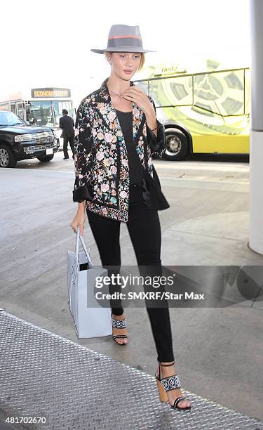 Model Rosie Huntington-Whiteley is seen on July 23, 2015 in Los Angeles, California.