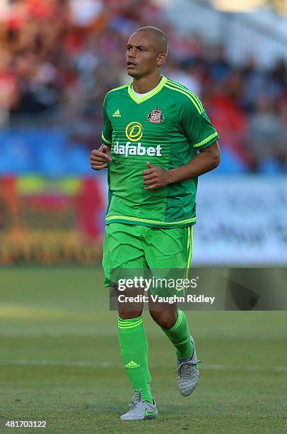 Wes Brown of Sunderland AFC in action during a friendly match against Toronto FC at BMO Field on July 22, 2015 in Toronto, Ontario, Canada.