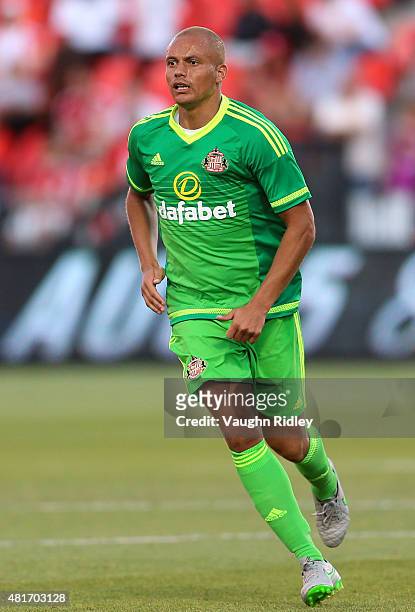 Wes Brown of Sunderland AFC in action during a friendly match against Toronto FC at BMO Field on July 22, 2015 in Toronto, Ontario, Canada.