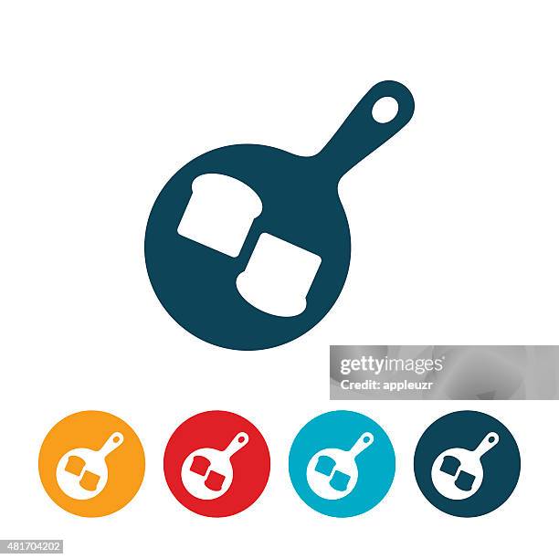 french toast in pan icon - french toast stock illustrations