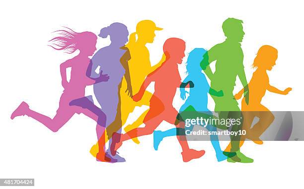 children running - child running stock illustrations
