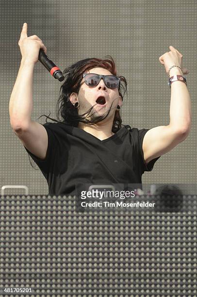 Skrillex performs with Jack U during the Ultra Music Festival at Bayfront Park Amphitheater on March 30, 2014 in Miami, Florida.