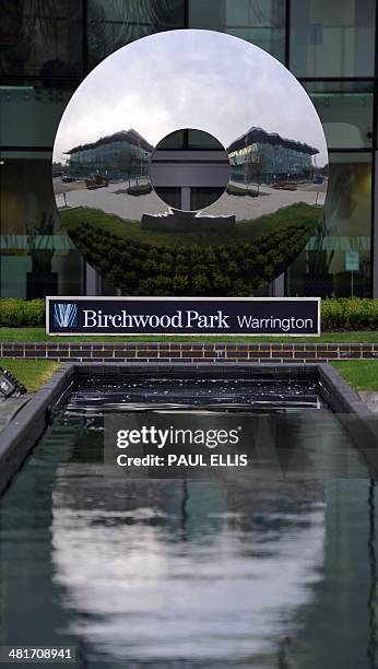 Picture shows a sculpture at the front of a specially commissioned Coroner's Court in Warrington, northwest England, on March 31, 2014 that is...