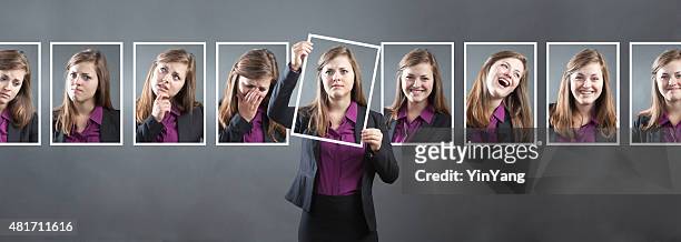 business woman with various personality, character and emotional expressions - emotion stock pictures, royalty-free photos & images