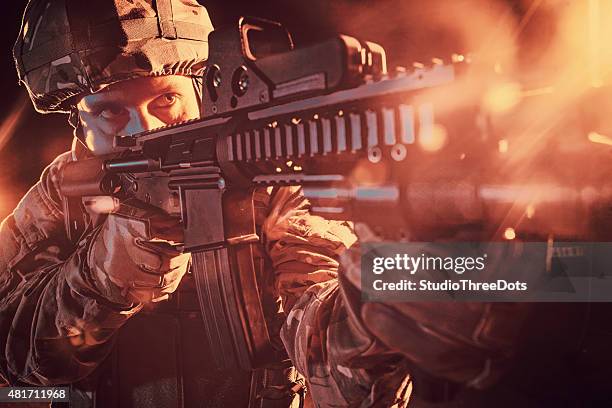 soldier aiming - airsoft gun stock pictures, royalty-free photos & images