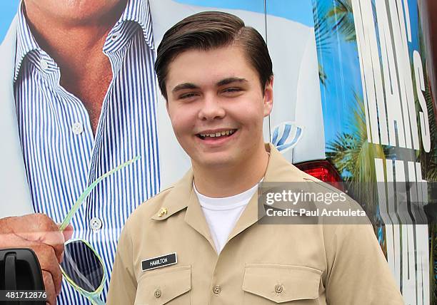 George Thomas Hamilton attends the E! Channel's "Tan Man's Van" photo op at The Grove on July 23, 2015 in Los Angeles, California.