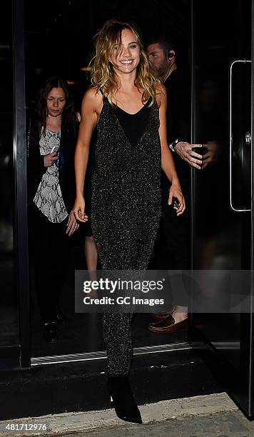 Suki Waterhouse leaves Amazon Fashion Studio launch party in East London on July 23, 2015 in London, England.