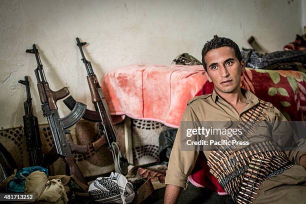 Peshmerga rests during their break period. Peshmergas were trained on the mountains for survival and endurance, to prepare themselves for war.