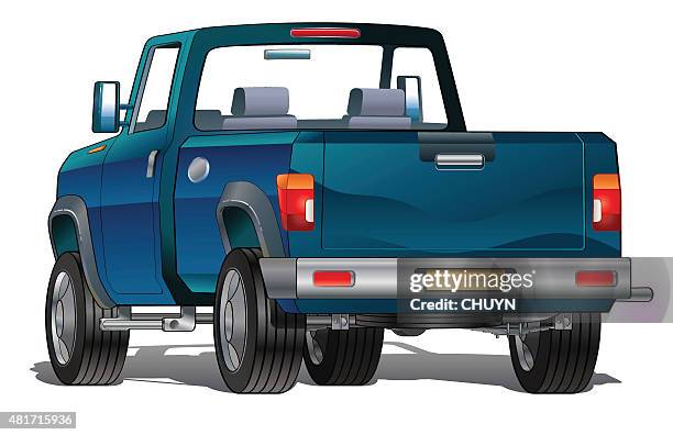 blue pick up - pick up truck back stock illustrations