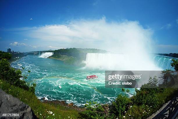 niagara falls wide angle view - niagara falls stock pictures, royalty-free photos & images