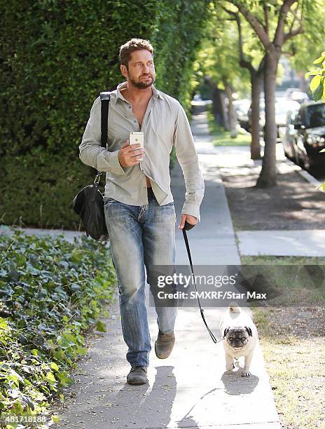 Actor Gerard Butler is seen on July 23, 2015 in Los Angeles, California.