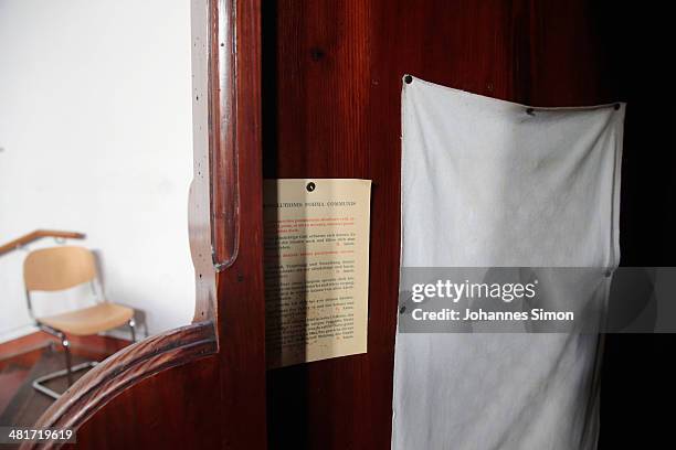 The confessional box inside the prison church of the Landsberg prison, where former FC Bayern Muenchen president Uli Hoeness will serve his...