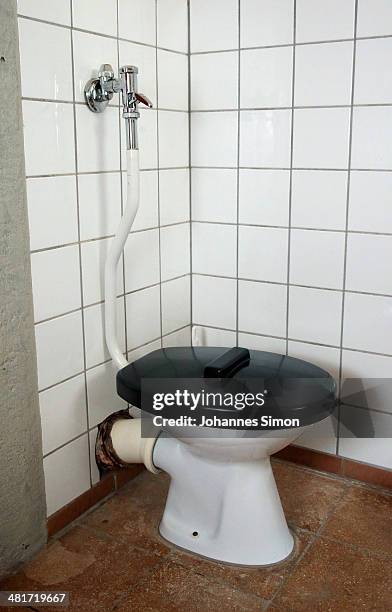 Toilet stands in a prison cell of the Landsberg prison, where former FC Bayern Muenchen president Uli Hoeness will serve his three-year sentence, is...