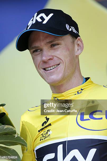 Chris Froome of Great Britain and Team Sky retains the overall leader's yellow jersey following stage eighteenth of the 2015 Tour de France, a 186.5...