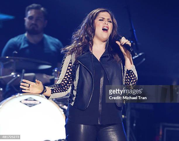 Hillary Scott of Lady Antebellum performs onstage during iHeartRadio Country Festival in Austin at the Frank Erwin Center on March 29, 2014 in...