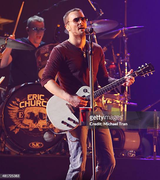 Eric Church performs onstage during the iHeartRadio Country Festival at the Frank Erwin Center on March 29, 2014 in Austin, Texas.