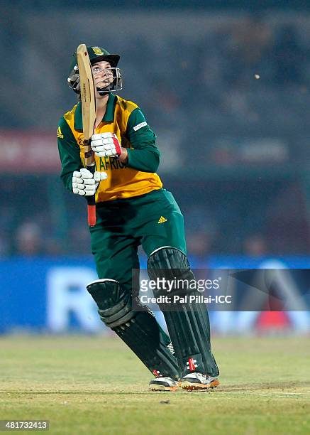 Dane Van Niekerk of South Africa bats during the ICC Women's World Twenty20 match between New Zealand Women and South Africa Women played at Sylhet...