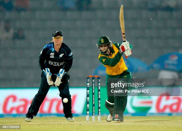 Dane Van Niekerk of South Africa bats during the ICC Women's World Twenty20 match between New Zealand Women and South Africa Women played at Sylhet...