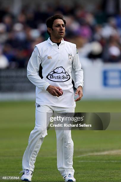 Worcestershire's Saeed Ajmal\nin action during day one of the LV County Championship division One match between Yorkshire and Worcestershire at North...