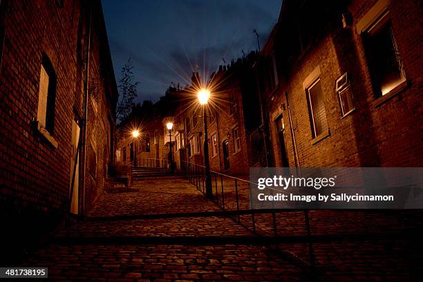 cobbled crowther street as painted by l.s lowry - stockport ストックフォトと画像